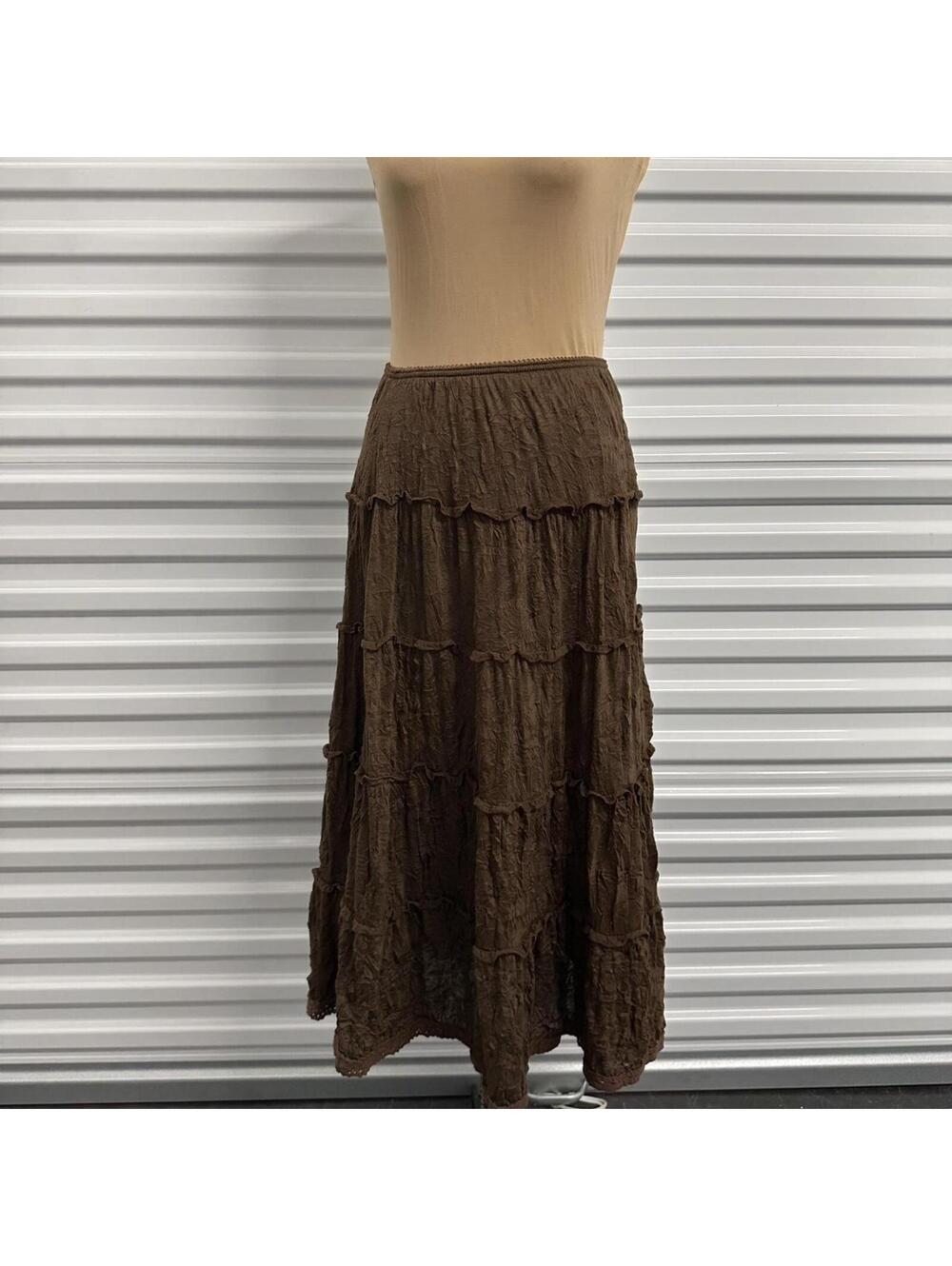 Y2k Vintage BoHo brown tiered skirt - Picture 1 of 1